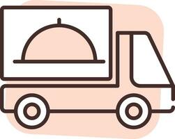 Food shippment truck, icon, vector on white background.