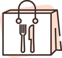 Food shippment bag, icon, vector on white background.