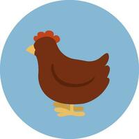 Rural life hen, icon, vector on white background.