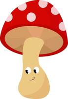 Smiling mushroom vector or color illustration