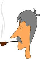 Smoking Oldman vector or color illustration