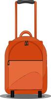 Orange suitcase vector or color illustration