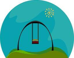 Happy swing vector or color illustration