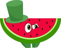 Watermelon with hat vector or color illustration