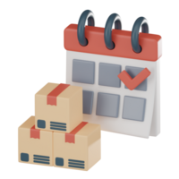 Delivery date calendar logistics icon 3D render. png