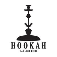 Vintage hookah, shisha or water pipe logo silhouette for club, bar,cafe,vape and shop. vector