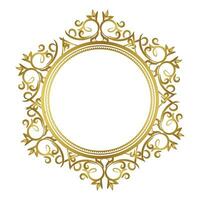 golden round frame with laurel wreath,Vintage flourish Round frame Circle label vector