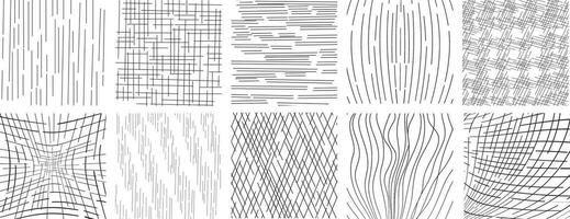 Collection of hand drawn a seamless vector background with sketchy dots.Vector scribbles, grid with irregular,horizontal and wavy strokes,doodle patterns.