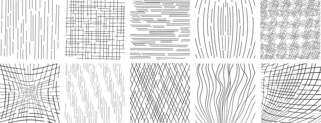 Collection of hand drawn a seamless vector background with sketchy dots.Vector scribbles, grid with irregular,horizontal and wavy strokes,doodle patterns.