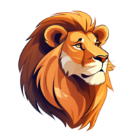 Lion dessin animé style logo La peinture dessin illustration non Contexte parfait pour impression sur demande marchandise ai génératif png