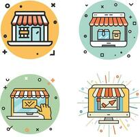 Social media store set illustration vector