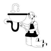 Trendy Plumber Conceprts vector