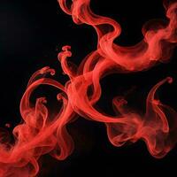 red smoke abstact art isolated black background. ai generative photo