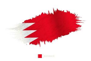 Painted brushstroke flag of Bahrain with waving effect. vector
