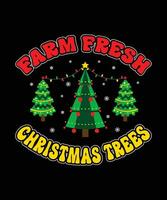 Farm Fresh Christmas Trees Merry Christmas shirts Print Template, Xmas Ugly Snow Santa Clouse New Year Holiday Candy Santa Hat vector illustration for Christmas hand lettered.