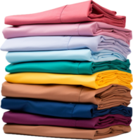 Stack of colorful folded shirts png with AI generated.