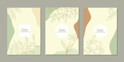 set of notebook cover designs with hand drawn decorations. abstract and floral elements.csize A4 For notebooks, planners, brochures, books, catalogs vector