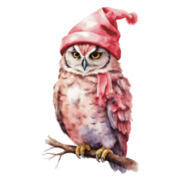 rose aquarelle hibou clipart, généré ai png