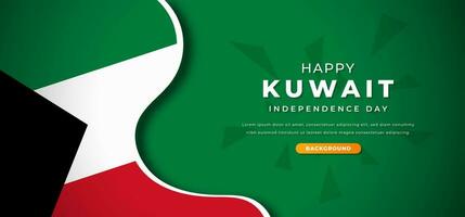 Happy Kuwait Independence Day Design Paper Cut Shapes Background Illustration for Poster, Banner, Advertising, Greeting Card vector