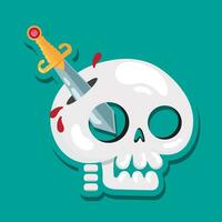 Isolated cute skull with a sword Vector illustration