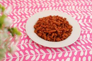 Orek tempe or Sauteed Tempeh is a typical Indonesian cuisine with herbs, garlic, onion, chilli and soy sauce. It tastes delicious photo