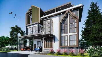 3-story residential house, up 3D photo