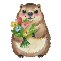 marmotta Tenere fiori ai generativo png