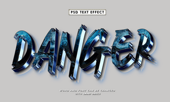 peligro 3d editable texto efecto psd