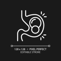 2D pixel perfect editable white pills in stomach icon, isolated monochromatic vector, thin line illustration representing metabolic health. vector