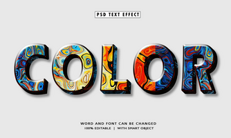 Color 3D editable text effect psd