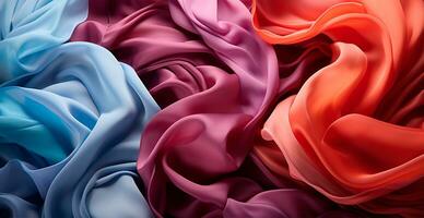 Colored light linen fabric, texture panoramic background - AI generated image photo