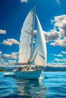 Modern yacht sailing on the sea, sailing yacht - AI generated image photo