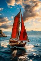 Modern yacht sailing on the sea, sailing yacht - AI generated image photo
