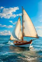 Modern yacht sailing on the sea, sailing yacht - AI generated image photo