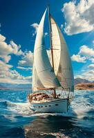 Modern yacht sailing on the sea, sailing yacht - AI generated image photo