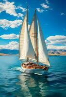 Modern yacht sailing on the sea, sailing yacht - AI generated image photo