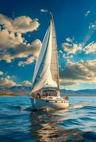 Modern yacht sailing on the sea, sailing yacht - AI generated image photo