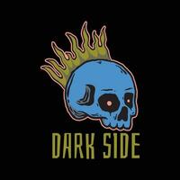 skull art with phrase dark side for tshirt design poster etc vector