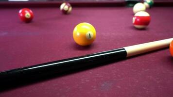 Billiard Balls and Cue on Table video