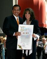 Antonio Villaraigosa  Kate Linder Kate Linder receives a Star on the Hollywood Walk of Fame Los Angeles CA April 10 2008 photo