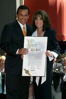 Antonio Villaraigosa  Kate Linder Kate Linder receives a Star on the Hollywood Walk of Fame Los Angeles CA April 10 2008 photo