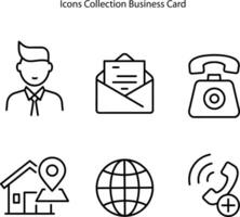 Business Card Icon Set. Vector minimal symbols for business card collection.