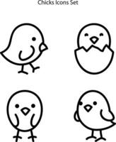 chicks icons set isolated on white background. chick icon thin line outline linear chick symbol for logo, web, app, UI. chick icon simple sign. vector