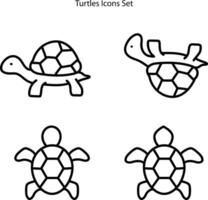 turtle icon line isolated on white backgroud. vector