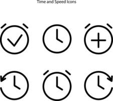 Time editable stroke outline icons set isolated on white background flat vector illustration. Pixel perfect.