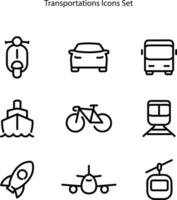 Set of Public Transportation Thin Line Icons vector