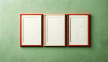 Ai generative blank empty white wooden photo frame mockup