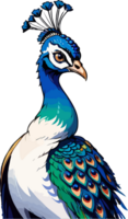 paon oiseau dessin animé agrafe art ai génératif png