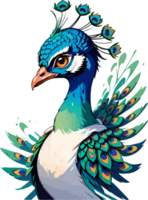 pavo real pájaro logo dibujos animados ai generativo png