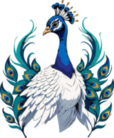 pavo real pájaro dibujos animados logo ai generativo png